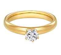 Trilani Damen Verlobungsring 925/- Sterling Silber gelbvergoldet mit Zirkonia in Brilliantschliff Solitärring Antragsring Gelbgold