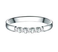 Trilani Damen Memoirering 925/- Sterling Silber Zirkonia im Brilliantschliff Beisteckring Vorsteckring Brautschmuck Verlobungsring Silberring