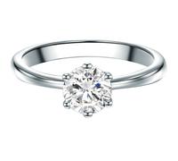 Trilani Damen-Solitärring Sterling Silber Zirkonia weiß im Brillantschliff - Verlobungsring Vorsteckring Trauring Silberring mit Stein