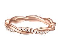 Trilani Damen-Ring Verlobungsring Sterling Silber rosévergoldet mit Zirkonia weiß in Brilliantschliff - Wickelring mit Stein Trauring geschwungen