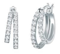 Trilani Damen Creolen aus 925/- Sterling Silber rhodiniert mit Zirkonia Silberohrcreolen