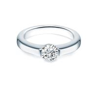 Trilani Damen Bandring aus 925/- Sterling Silber mit Zirkonia Weiß im Brillantschliff - Verlobungsring Ehering Trauring Partnerringe Silberring