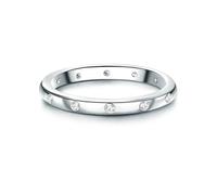 Trilani Damen Ehering aus 925/- Sterling Silber mit Zirkonia im Brilliantschliff Bandring Vorsteckring Beisteckring Verlobungsring Silberring