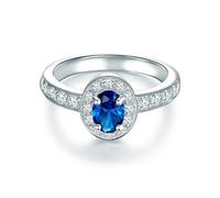 Trilani Damen Verlobungsring aus 925/- Sterling Silber mit Zirkonia Blau