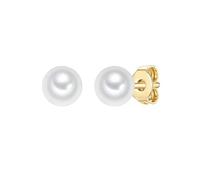 Trilani - Perlen-Ohrstecker Sterling Silber Süßwasser-Zuchtperle in Gelbgold Ohrringe Damen