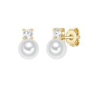 Trilani - Ohrstecker Sterling Silber Zirkonia Süßwasser-Zuchtperle in Gelbgold Ohrringe Damen