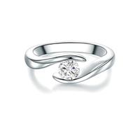 Trilani Damen Ring 925/- Sterling Silber | rhodiniert, Solitärring, Zirkonia, weiß, Brillantschliff
