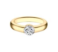 Trilani Damen Ring 925/- Sterling Silber gelbgold | gelbvergoldet 14 Karat, Bandring, verziert mit Kristallen, weiß, Brillantschliff, Antragsring, Verlobungsring
