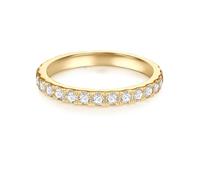 Trilani Damen Ring 925/- Sterling Silber gelbgold | gelbvergoldet 14 Karat, Memoirering, Zirkonia, weiß, Brillantschliff, Antragsring, Verlobungsring