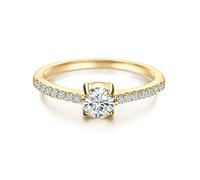 Trilani Solitärring aus Sterling Silber in Gelbgold mit Zirkonia 58 Damen