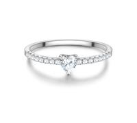 Trilani Damen Ring 925/- Sterling Silber | rhodiniert, Solitärring, Zirkonia, weiß, Herz, Herzschliff