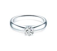 Trilani Damen Verlobungsring aus 925/- Sterling Silber mit Zirkonia Weiß im Brillantschliff - Solitärring Antragsring Trauring