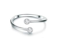 Trilani Damen-Ring aus 925/- Sterling Silber mit Zirkonia mit Brillantschliff Offener Ring Silberring Verlobungsring