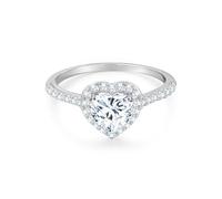 Trilani Damen Ring aus 925/- Sterling Silber rhodiniert mit Zirkonia weiß Diamantschliff Solitärring Herz