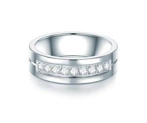 Trilani Damen-Ring Edelstahl Zirkonia weiß Brillantschliff - Zirkonia-Memoirering Verlobungsring Zirkonia Brillantschliff Edelstahl-Verlobungsring