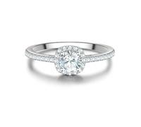 Trilani Damen Ring Verlobungsring 925/- Sterling Silber | rhodiniert, Entouragering, Zirkonia, weiß, facettiert, Antragsring