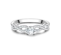 Trilani Damen Ring Verlobungsring 925/- Sterling Silber | rhodiniert, Motivring, Zirkonia, weiß, facettiert, Infinity Symbol, Freundschaftsring