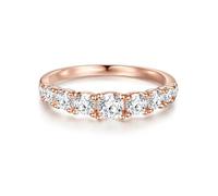 Trilani Damen-Ring Verlobungsring Sterling Silber in Roségold-Farben mit Zirkonia weiß in Brilliant-Schliff - Memoire-Ring mit Stein Trauring für Hochzeit rosévergoldet