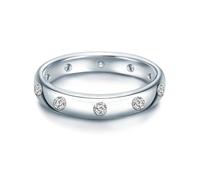 Trilani Damen Silberring aus 925/- Sterling Silber mit Zirkonia Steinen | Weiß,Brillantschliff,Bandring,Verlobungsring,Ehering,Damenring