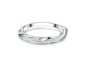 Trilani Damen Silberring in Wickeloptik aus 925/- Sterling Silber mit Zirkonia im Brilliantschliff Weiß Memoirering Wickelring Damenring