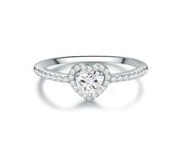 Trilani Damen Herz-Ring Verlobungsring 925/- Sterling Silber mit Zirkonia weiß in Brilliantschliff Antragsring Solitärring