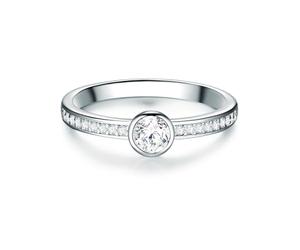 Trilani Damen Solitäring 925/- Sterling Silber Zirkonia weiß in Brilliantschliff Verlobungsring Antragsring Silberring