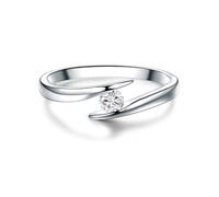 Trilani Damen Solitäring aus 925/- Sterling Silber mit Topas weiß Verlobungsring Antragsring Silberring