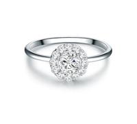 Trilani Damen Solitärring aus 925/- Sterling Silber mit Zirkonia im Brillantschliff Verlobungsring Entouragering Antragsring