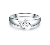 Trilani Damen Spann-Ring aus 925/- Sterling Silber mit Zirkonia im Brillantschliff Verlobungsring Antragsring