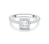 Trilani Damen Verlobungsring 925/- Sterling Silber mit Zirkonia im Brilliantschliff Solitärring Eckig Antragsring