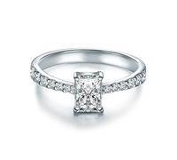 Trilani Damen Verlobungsring 925/- Sterling Silber mit Zirkonia in Brilliantschliff Solitärring Eckig Antragsring Trauring