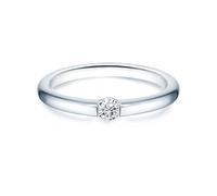 Trilani Damen Verlobungsring aus 925/- Sterling Silber mit Zirkonia im Brillantschliff - Solitärring Bandring Trauring Antragsring