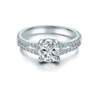Trilani Damen Ring 925/- Sterling Silber | rhodiniert, Solitärring, Zirkonia, weiß, Brillantschliff