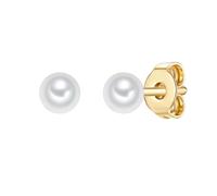 Trilani Ohrstecker Sterling Silber Muschelkernperle in Gelbgold 4,4 mm Damen