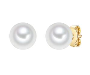Trilani Perlen-Ohrstecker aus Sterling Silber in gelbgold mit Süßwasser-Zuchtperle 8,0 mm Damen