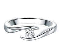 Tresor 1934 Damen-Solitärring Sterling Silber Zirkonia weiß im Brillantschliff - Spannring gedreht Verlobungsring Antragsring Trauring: Ring Gr. 56 (17.8)