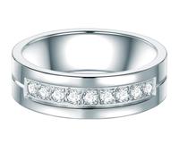 Trilani Damen-Ring Edelstahl Zirkonia weiß Brillantschliff - Zirkonia-Memoirering Verlobungsring Zirkonia Brillantschliff Edelstahl-Verlobungsring