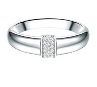 Trilani Damen Verlobungsring aus 925/- Sterling Silber mit Zirkonia im Brillantschliff Silberring Antragsring Ehering