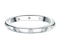 Trilani Damen Ehering aus 925/- Sterling Silber mit Zirkonia im Brilliantschliff Bandring Vorsteckring Beisteckring Verlobungsring Silberring
