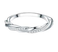 Trilani Damen Silberring in Wickeloptik aus 925/- Sterling Silber mit Zirkonia im Brilliantschliff Weiß Memoirering Wickelring Damenring