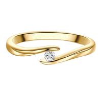 Trilani Solitärring aus Sterling Silber in Gelbgold mit Zirkonia 56 Damen