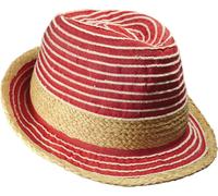 Trilby Hut kombiniert aus Stoff und Stroh in 3 Farben rot, M