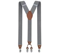 Trilece Hosenträger für Herren, verstellbar, Unisex, Y-Rücken, Kostüm, Smoking, Kleid, Hochzeit, Hosenträger starke Clips, Hellgrau, Standard