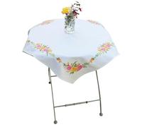 Trimits Bedrucktes Kreuzstich-Set - Tischdecke - inklusive bedrucktem Stoff, Fäden, Nadel und Anleitung (evtl. nicht in deutscher Sprache), 80 x 80 cm, Blumenstrauß