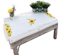 Trimits Bedrucktes Kreuzstich-Set, Tischläufer - inklusive bedrucktem Stoff, Fäden, Nadel und Anleitung (evtl. nicht in deutscher Sprache), 40 x 100 cm, Sonnenblumen