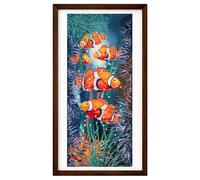 Trimits Extra großes bedrucktes Kreuzstich-Set - Fischmotiv auf 14-fädigem bedrucktem Aida-Stoff (39 x 82,5 cm) mit Garn, Nadel, Farbvorlage und Anleitung