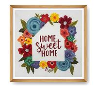Trimits Große Kreuzstich-Sets - gezählte Stickerei Handarbeit für Erwachsene, Kinder, Weihnachtsgeschenke (Rahmen nicht im Lieferumfang enthalten) 11-fädiges Aida-Gewebe - Home Sweet Home