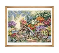 Trimits Große Kreuzstich-Sets - gezählte Stickerei Handarbeit für Erwachsene, Kinder, Weihnachtsgeschenke (Rahmen nicht im Lieferumfang enthalten) 11-fädiges Aida-Gewebe - Fahrrad