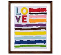 Trimits Großes bedrucktes Kreuzstich-Set - Grafikdesign „Love“ auf 11-fädigem Aida-Stoff (40 x 45 cm), mit vorsortierten 6-fädigen Garnen, Farbtabelle und Anleitung