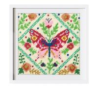 Trimits Halbstich-/Tapisserie-Set - Blumen-Schmetterling-Design auf 12-fädiger bedruckter Leinwand (21,3 x 21,3 cm) mit Garnen, Nadel, Farbdiagramm und Anleitung (evtl. nicht in deutscher Sprache